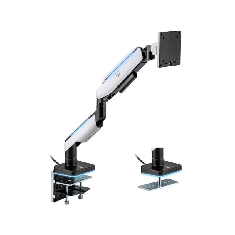Supporto da tavolo per monitor/TV Ewent RGB - Girevole e inclinabile - Illuminazione RGB - Acciaio e alluminio - Compati