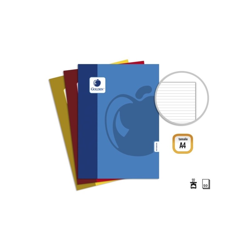 Golden Basic Confezione da 10 quaderni pinzati A4 50 fogli 60grs 1 riga - Colori assortiti