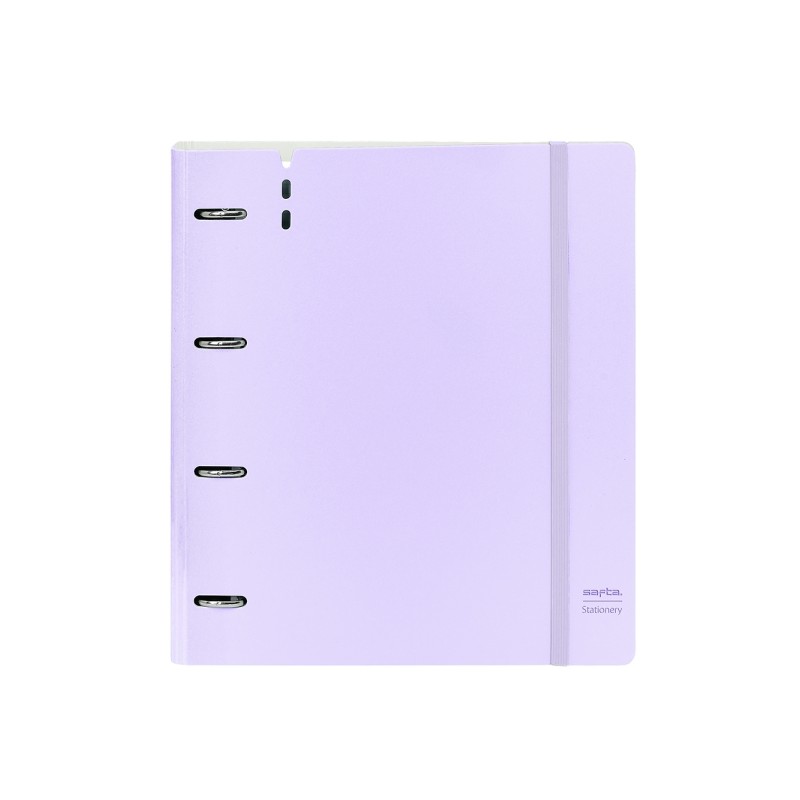 Raccoglitore Safta a 4 anelli - Schiuma PP - Anelli da 35 mm - Include 100 fogli A4 - 27x32x4 cm - Colore lavanda