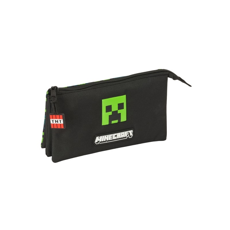 Safta Minecraft TNT Tote Case - 3 scomparti - 22x12x3 cm - Nero