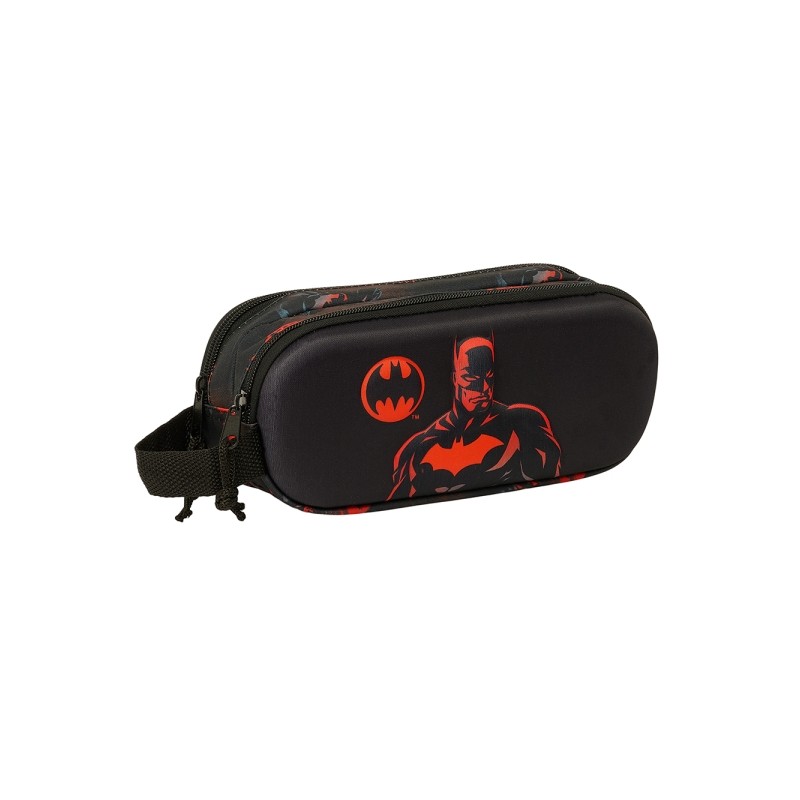 Safta Batman 3D Astuccio per matite - 2 scomparti - Impugnatura a mano - 21x8x6cm - Nero - Colore nero