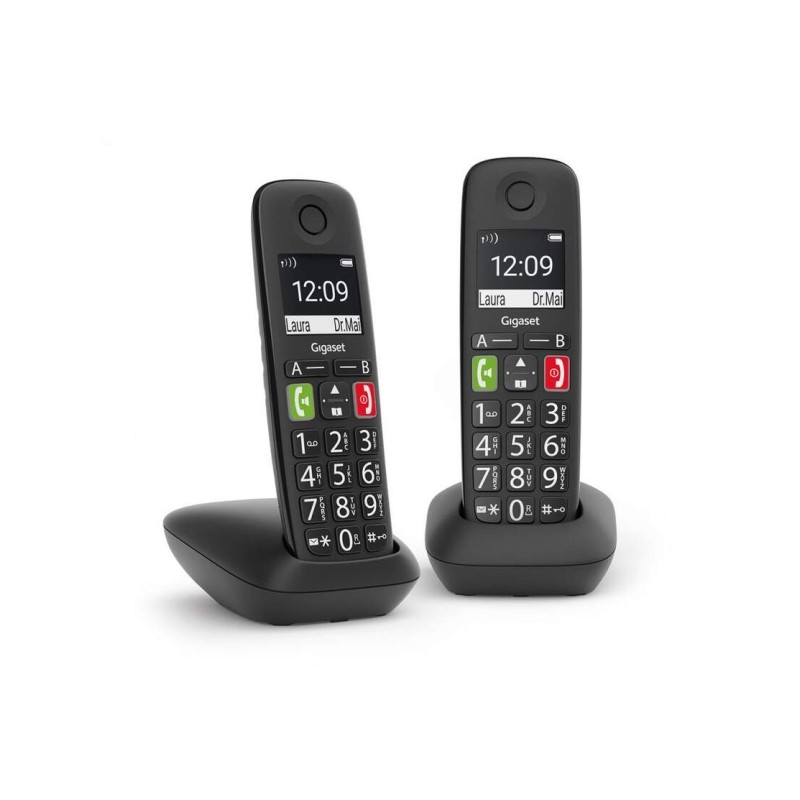 Gigaset E290 Duo Telefono cordless Dect + 1 microtelefono aggiuntivo - Ampio display B/N - Tasti grandi e numerati - Fun