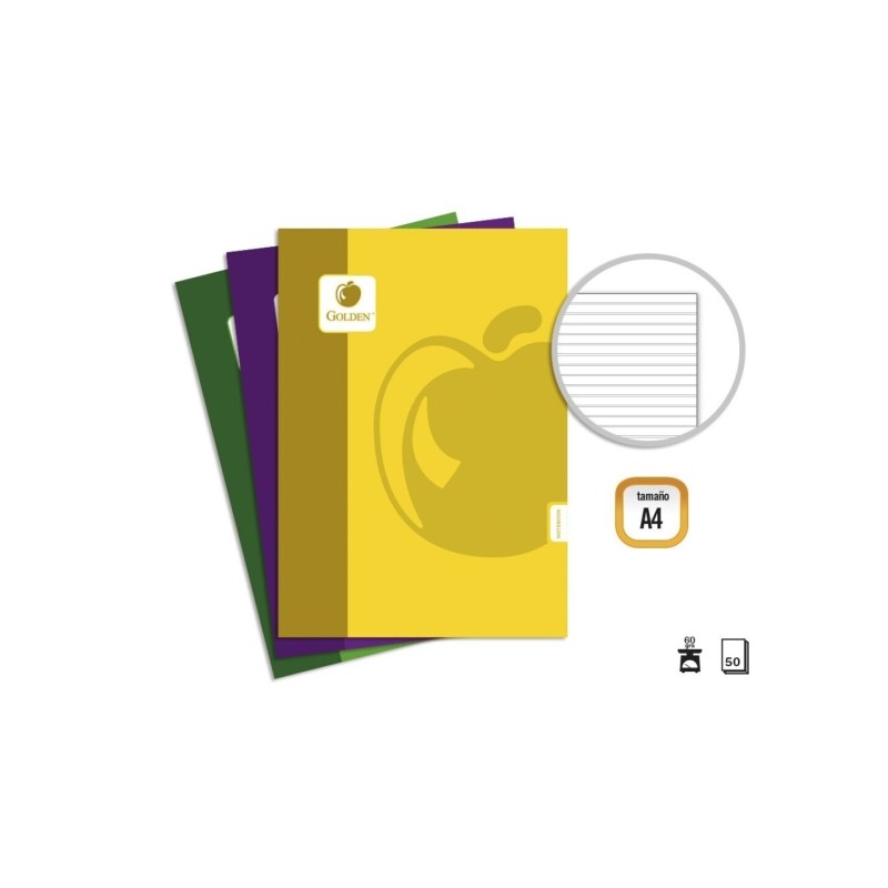 Golden Basic Confezione da 10 quaderni pinzati A4 50 fogli 60gsm - Colori assortiti