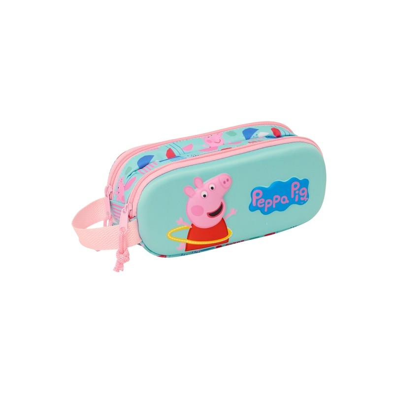Safta Astuccio per matite Peppa Pig 3D - 2 scomparti - Impugnatura a mano - 21x8x6cm - Blu chiaro