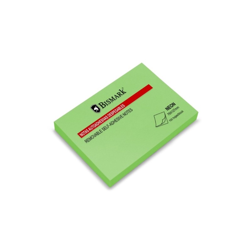Bismark Blocco di 100 note adesive 76x127 mm - Verde neon