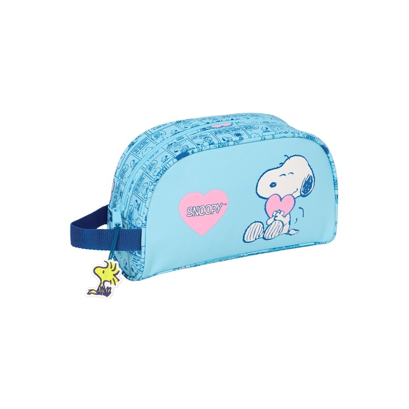 Safta Snoopy Love Borsa da toilette adattabile a trolley - 1 scomparto - Maniglia a mano - 26x16x9cm - Colore azzurro