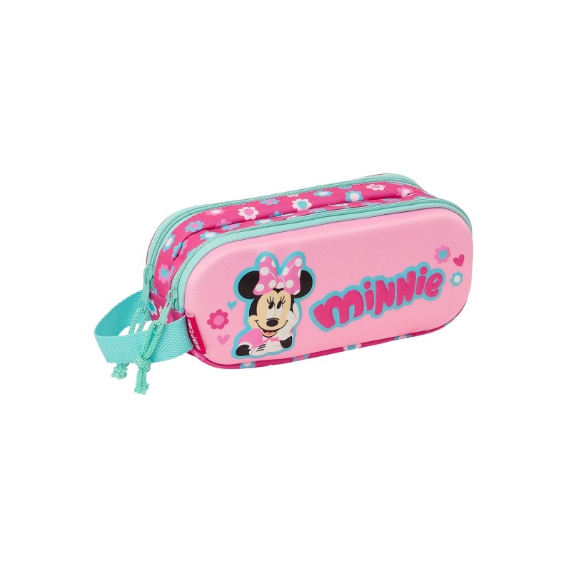 Safta Astuccio per matite 3D Minnie Mouse - 2 scomparti - Impugnatura a mano - 21x8x6cm - Rosa