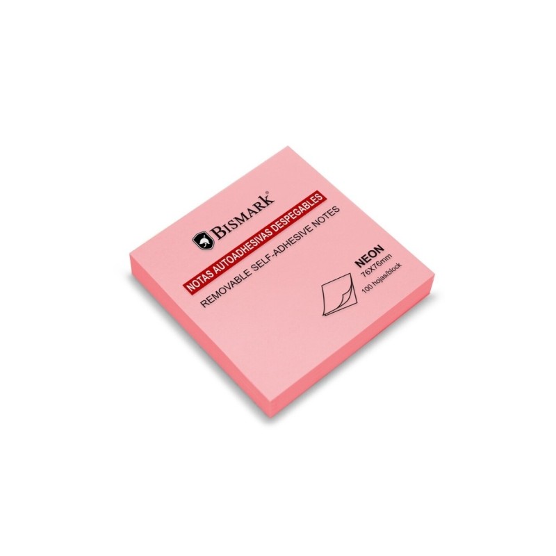 Bismark Blocco di 100 note adesive 76x76 mm - Rosa neon