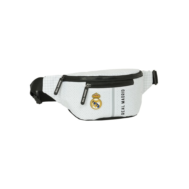 Safta Real Madrid 1st Kit 24/25 Marsupio - 2 Scomparti - Regolabile - 23x12x9cm - Colore Bianco/Nero