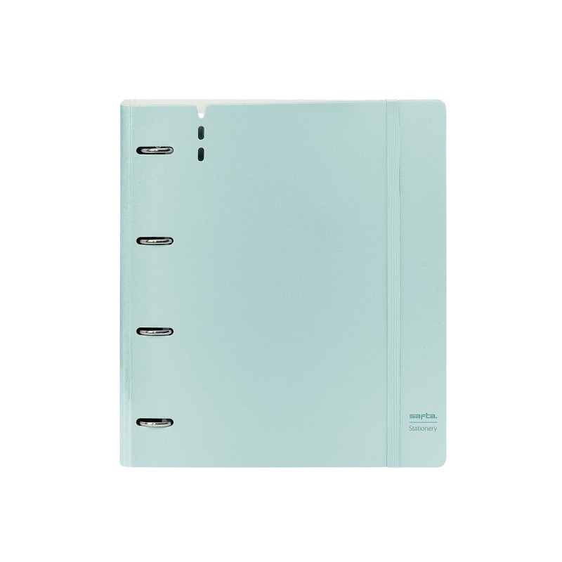 Raccoglitore Safta a 4 anelli - Schiuma PP - Anelli da 35 mm - Include 100 fogli A4 - 27x32x4cm - Azzurro - Colore: Azzu