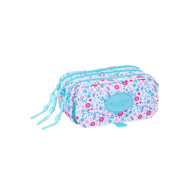 Safta Blackfit8 Cool Pencil Case - 3 scomparti - 21.5x10x8 cm - Blu chiaro