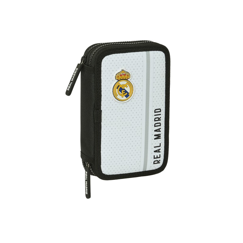 Safta Real Madrid 1st Kit 24/25 Portamatite 28 Pezzi - 2 Scomparti - 28 Pezzi - 12.5x19.5x4cm - Colore Bianco/Nero