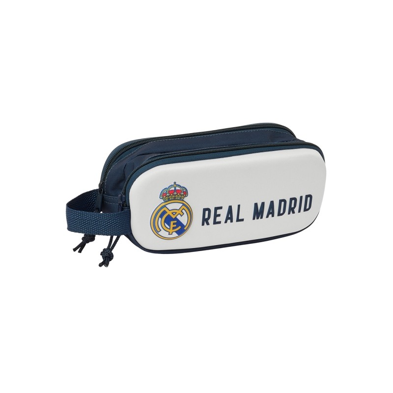 Safta Real Madrid Portamatite 3D - 2 scomparti - Impugnatura a mano - 21x8x6cm - Bianco/Nero