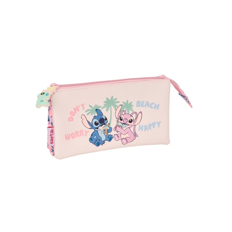 Safta Astuccio per matite da spiaggia - 3 scomparti - 22x12x3cm - Rosa