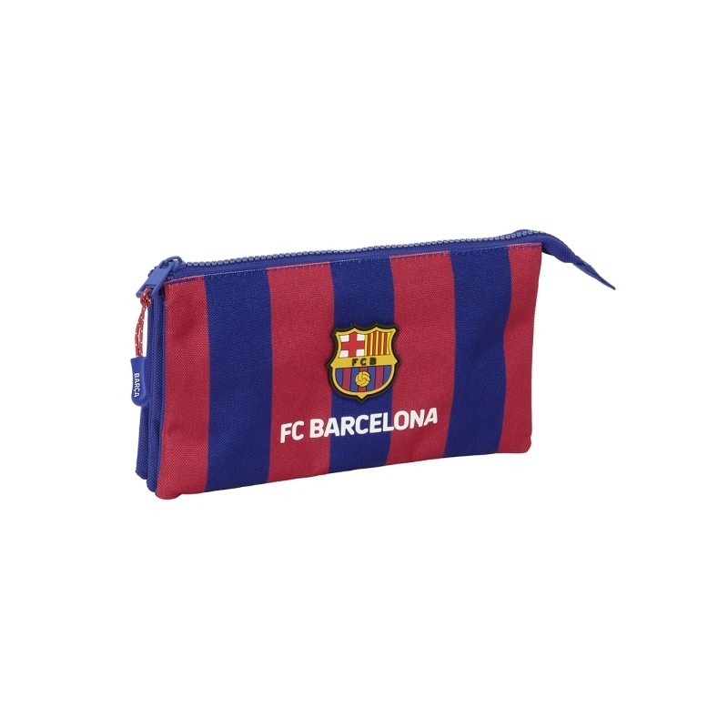 Safta F.C. Barcelona Astuccio per matite - 3 scomparti - 22x12x3cm - Rosso e blu