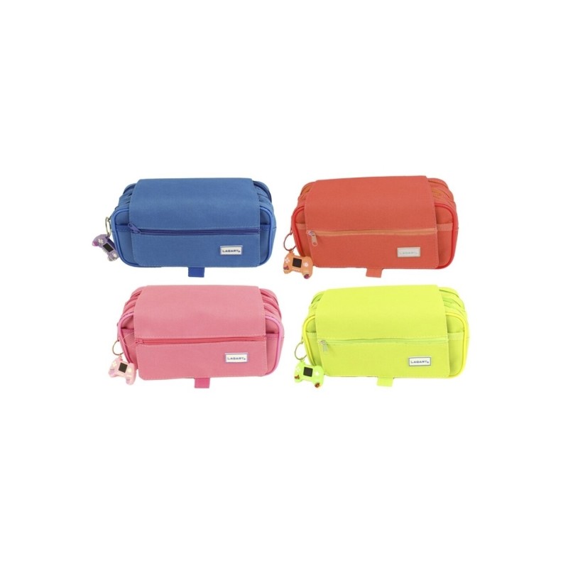 Lagart Porta tote grande a 3 scomparti - Con patta e portachiavi - Colori assortiti