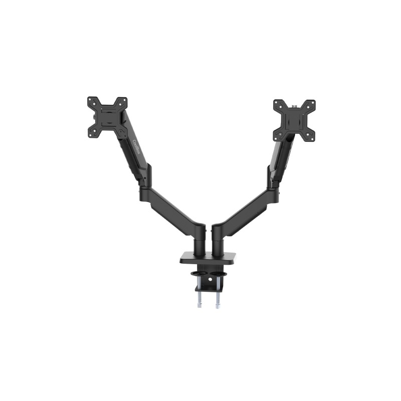 Supporto da tavolo Coolbox M02D con bracci articolati per 2 monitor fino a 32 - Orientabile e inclinabile - Pistone a ga