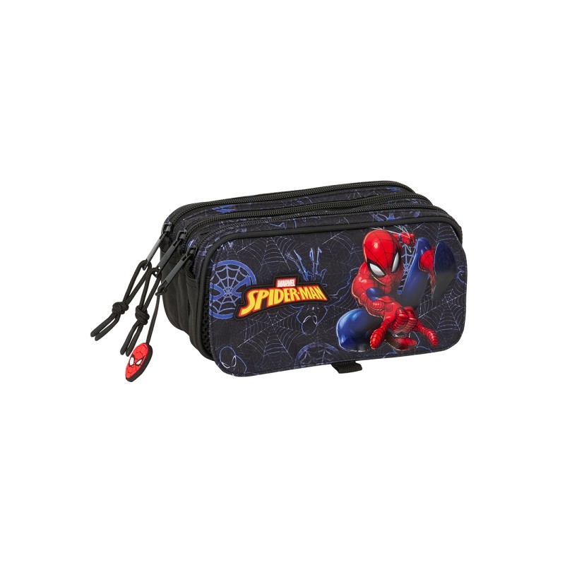 Safta Spider-Man Astuccio portamatite - 3 scomparti - 21.5x10x8cm - Nero