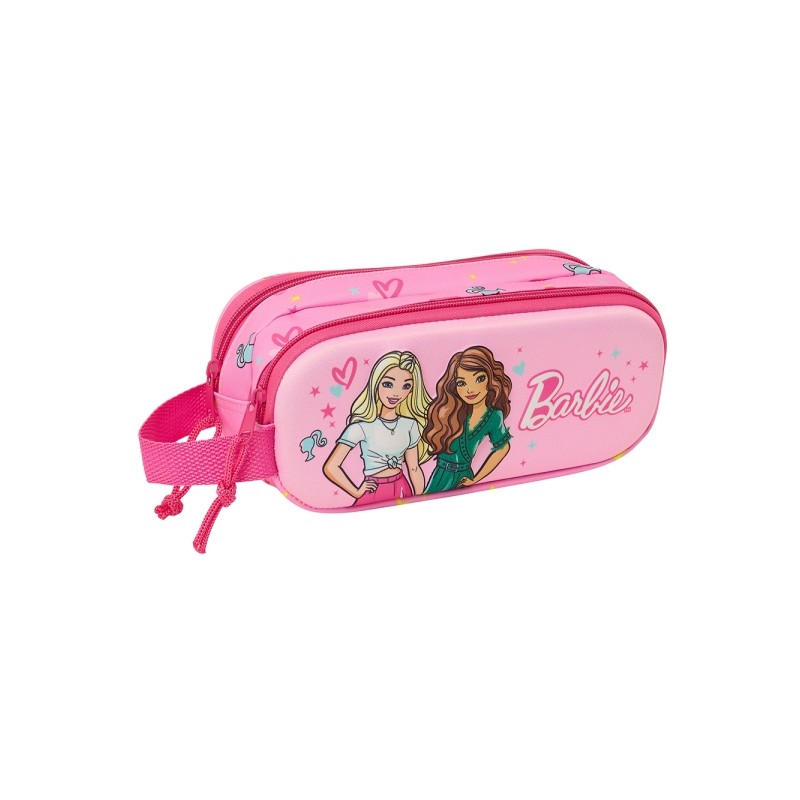 Safta Barbie 3D Astuccio per matite - 2 scomparti - Impugnatura a mano - 21x8x6cm - Rosa