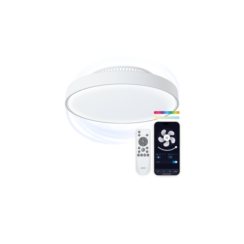 Ksix Mistral Ventilatore da soffitto con luce LED dimmerabile - Diametro 43.6cm - RGBIC+CCT - 4.000lm