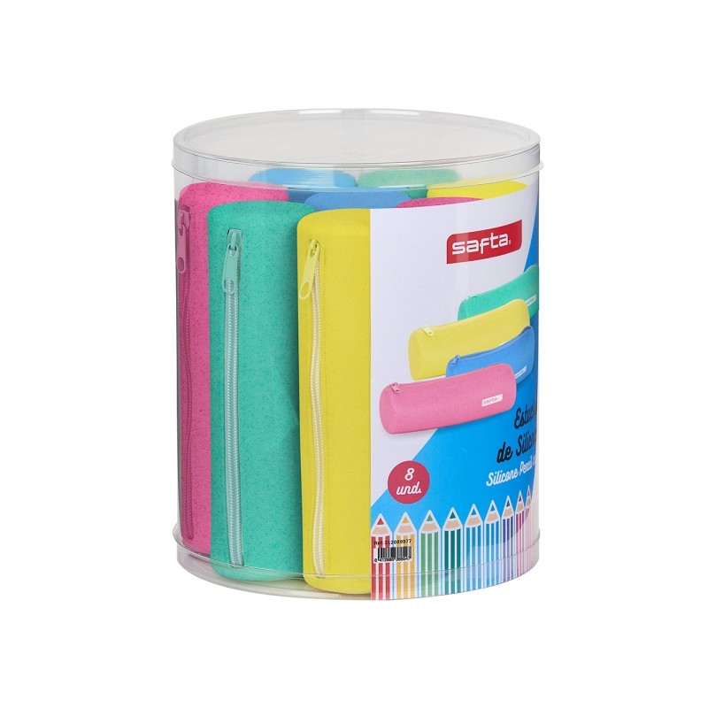 Safta Set 8 astucci - Silicone con glitter - Rotondo - 19.5x23x19.5 cm - Colori assortiti