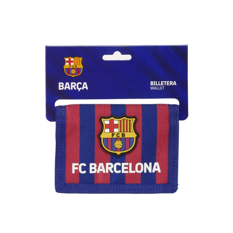 Portamonete Safta F.C. Barcelona - Chiusura a velcro - Tasca portamonete con cerniera - 12.5x9.5x1 cm - Colore rosso e b