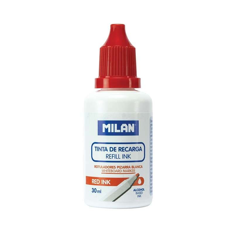 Flacone d'inchiostro Milan per pennarelli da lavagna ricaricabili - 30 ml - Inchiostro a base di alcol - Colore rosso