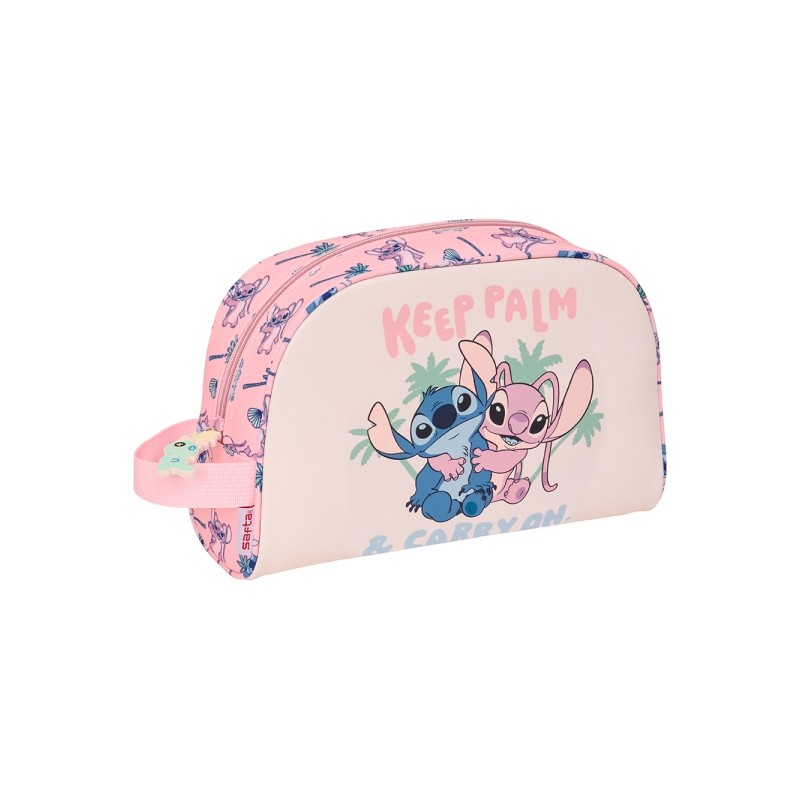 Safta Stitch Borsa da spiaggia per toilette - 2 scomparti - Maniglia a mano - 28x18x10cm - Rosa