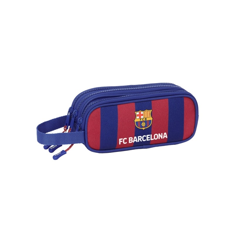 Safta F.C. Barcelona Astuccio per matite - 3 scomparti - Maniglia a mano - 21x8.5x7cm - Rosso e blu - Safta F.C. Barcelo