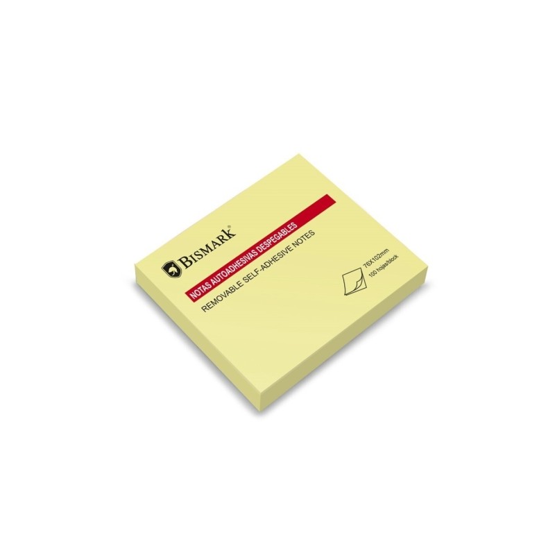 Blocchetto di 100 foglietti adesivi Bismark 76x102 mm - Giallo
