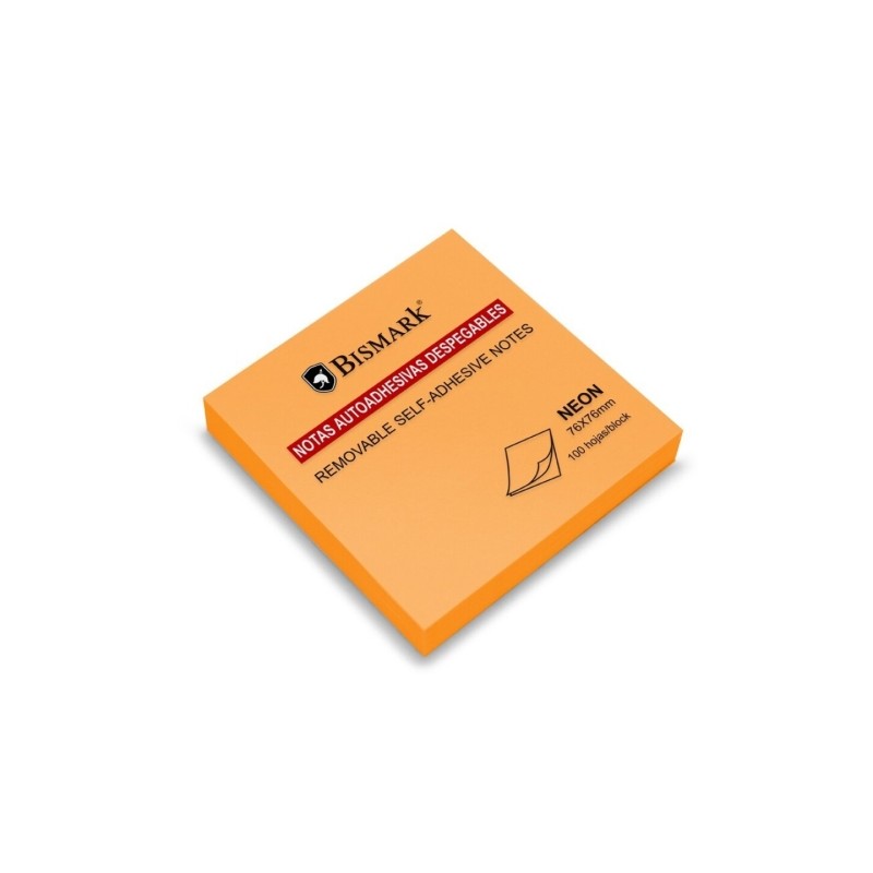 Bismark Blocco di 100 foglietti adesivi 76x76 mm - Arancione neon