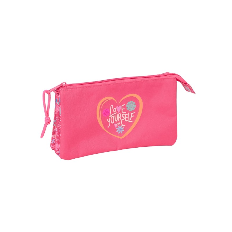 Astuccio per matite Safta Feeling - 3 scomparti - 22x12x3cm - Rosa