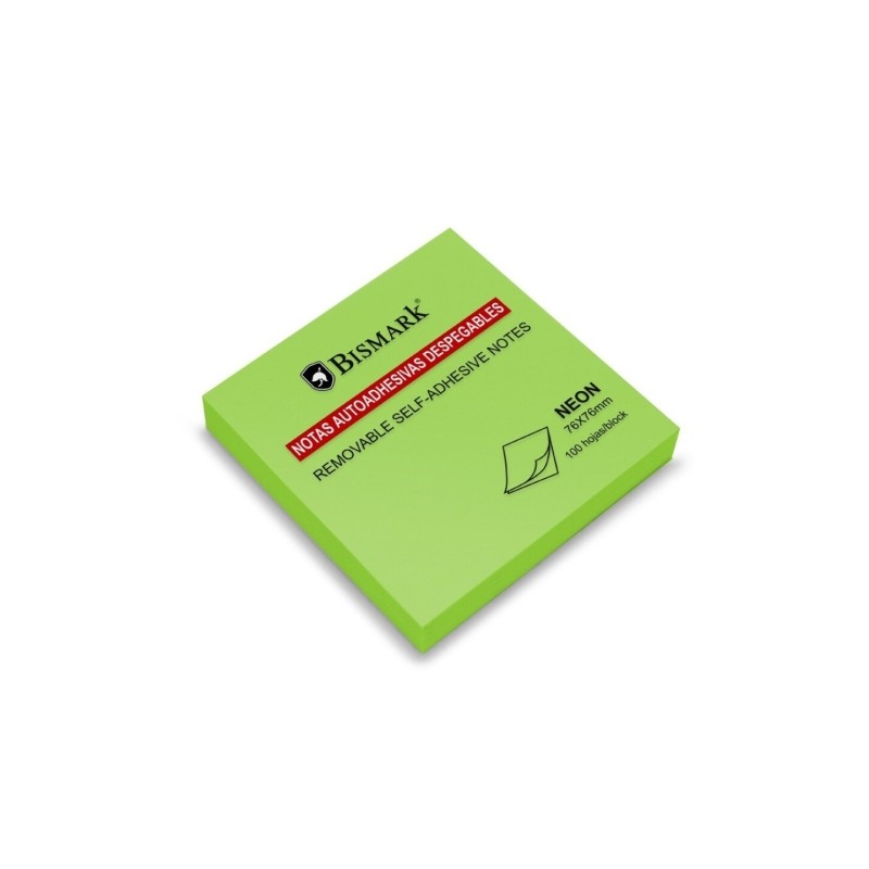 Bismark Blocco di 100 note adesive 76x76 mm - Verde neon