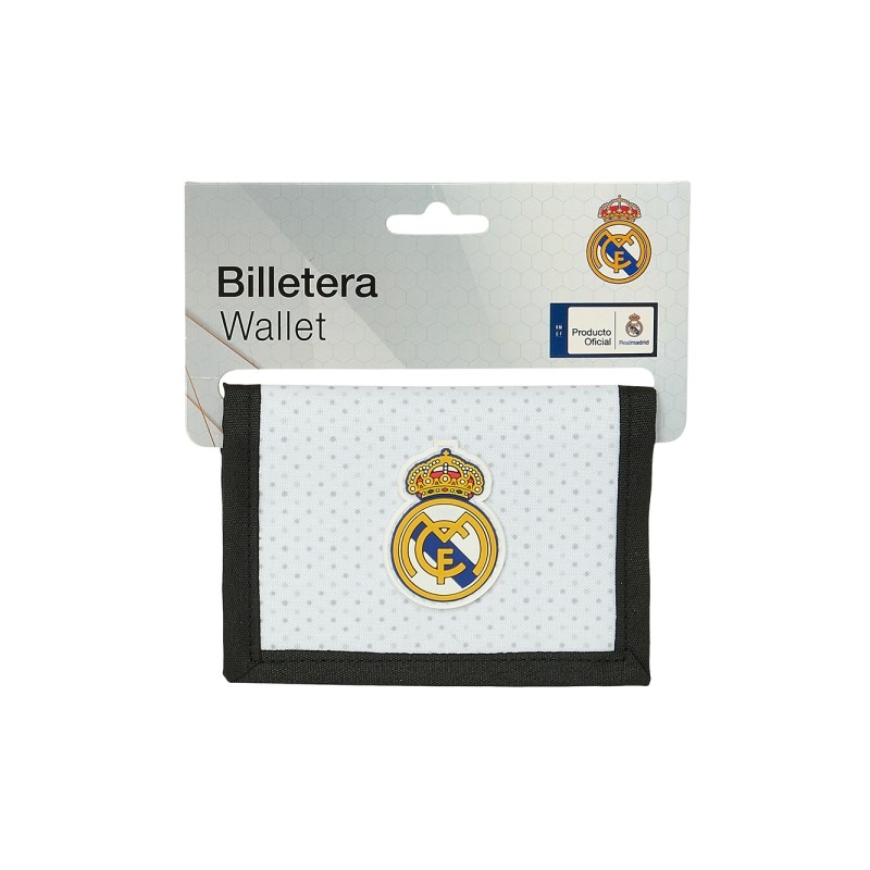 Portamonete Safta Real Madrid 1st Kit 24/25 - Chiusura con velcro - Tasca portamonete con cerniera - 12.5x9.5x1cm - Colo
