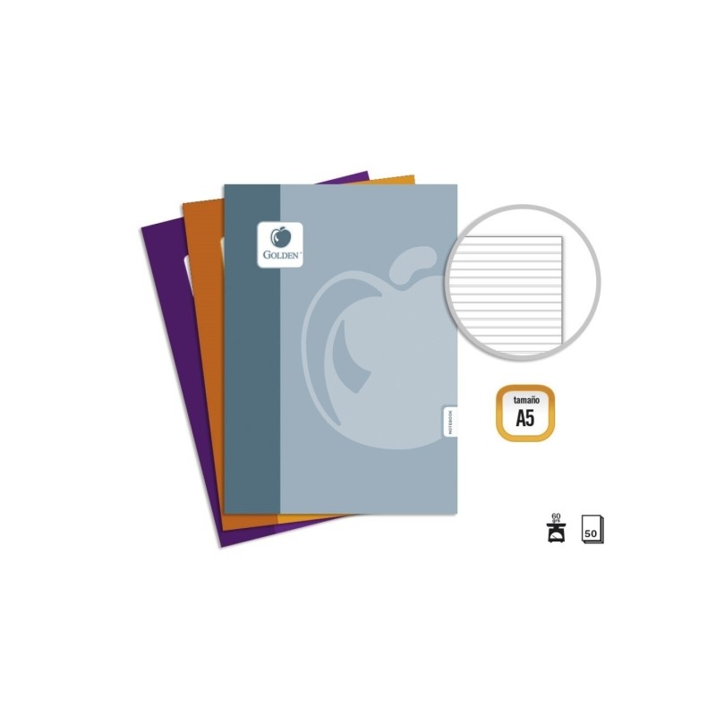 Golden Basic Confezione da 10 quaderni pinzati A5 50 fogli 60gsm 3.5 - Colori assortiti