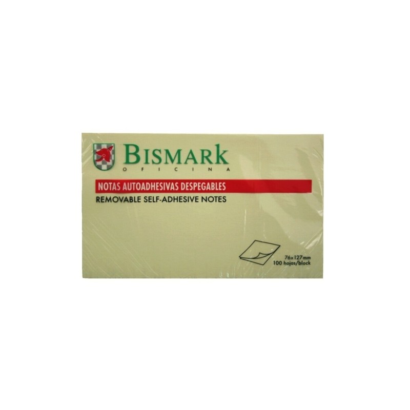 Blocchetto di 100 foglietti adesivi Bismark 76x127 mm - Giallo