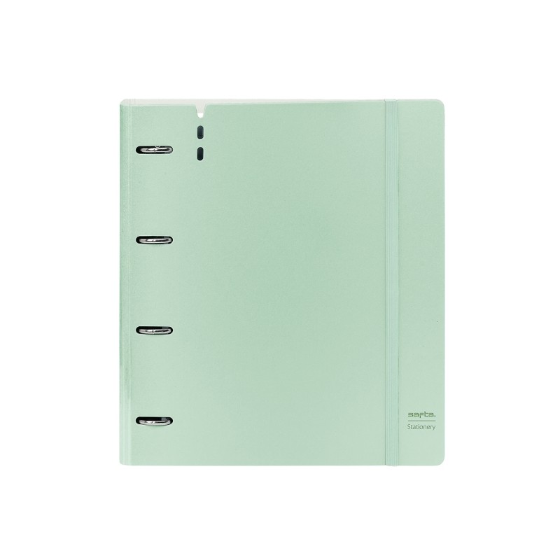 Raccoglitore Safta a 4 anelli - Schiuma PP - Anelli da 35 mm - Include 100 fogli A4 - 27x32x4cm - Verde pastello - Color