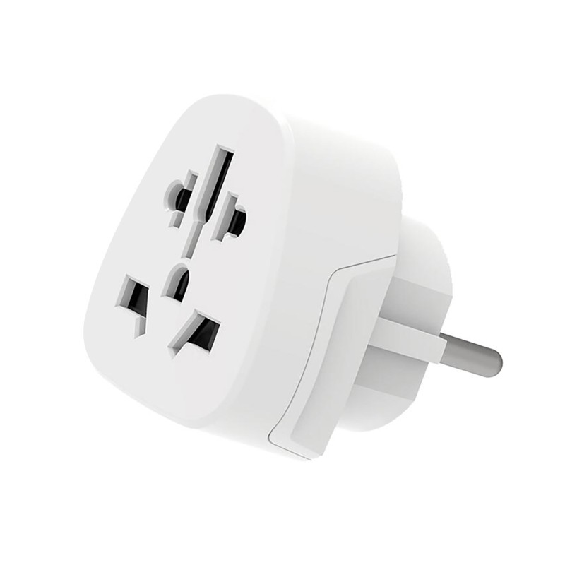 Ewent EW1480 Adattatore universale da viaggio - USA. UK. AUS e Europa a Schuko - Colore bianco