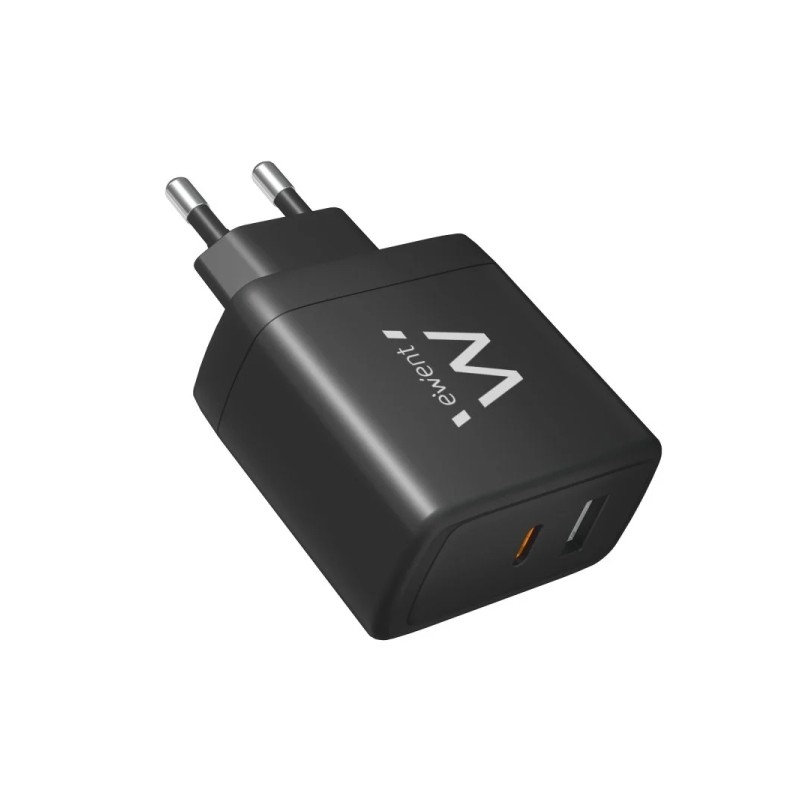 Ewent EW1330 GaN Caricabatterie da parete universale 65W ultra veloce - 1x USB-C PD 3.0 e PPS. 1x USB-A QC 3.0 - Colore 