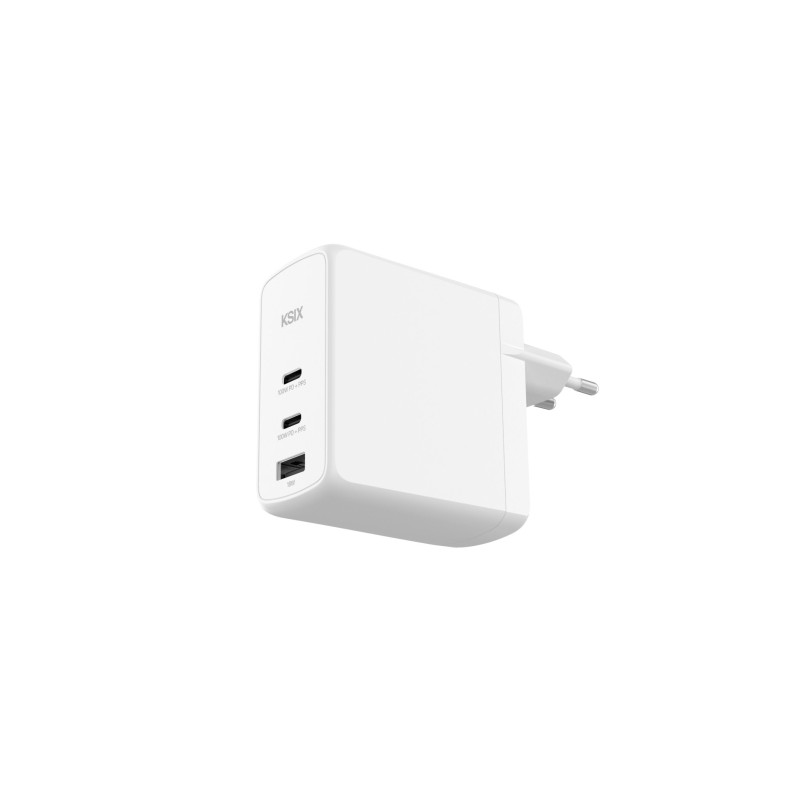 Caricatore da parete Ksix 100W - GaN - PPS - 2xUSB-C + 1xUSB-A - Colore bianco