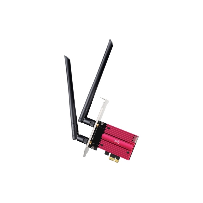Adattatore di rete Cudy PCIe Triband WiFi 7 BE9300 - Bluetooth 5.4 - Dissipatore - Colore nero/rosso
