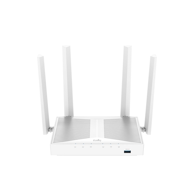 Router WiFi Mesh AC1200 Gigabit di Cudy - Velocità fino a 1000Mbps - 5 porte - 4 antenne fisse da 5dBi - USB 3.0 - Bian