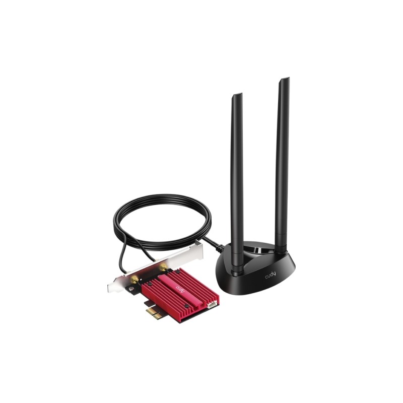 Adattatore di rete Cudy PCIe Triband WiFi 7 BE9300 - Bluetooth 5.4 - Dissipatore di calore - Base antenna magnetizzata -