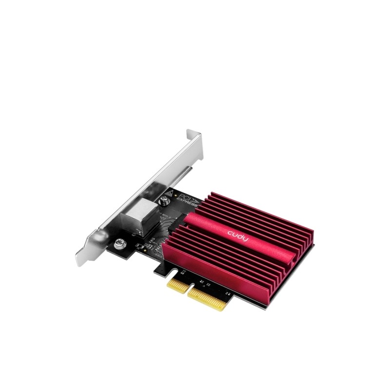 Scheda di rete PCIe di Cudy - Velocità fino a 10 Gbps - Adattamento automatico - PCI Express 3.0 x4 - Colore nero/rosso
