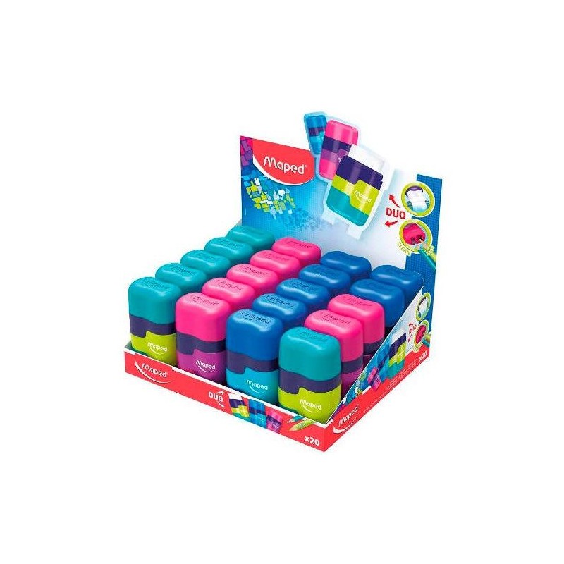 Maped Connect Duo 2 Orifizi con gomma - Tramoggia di grande capacità - Forma ergonomica - Colori assortiti