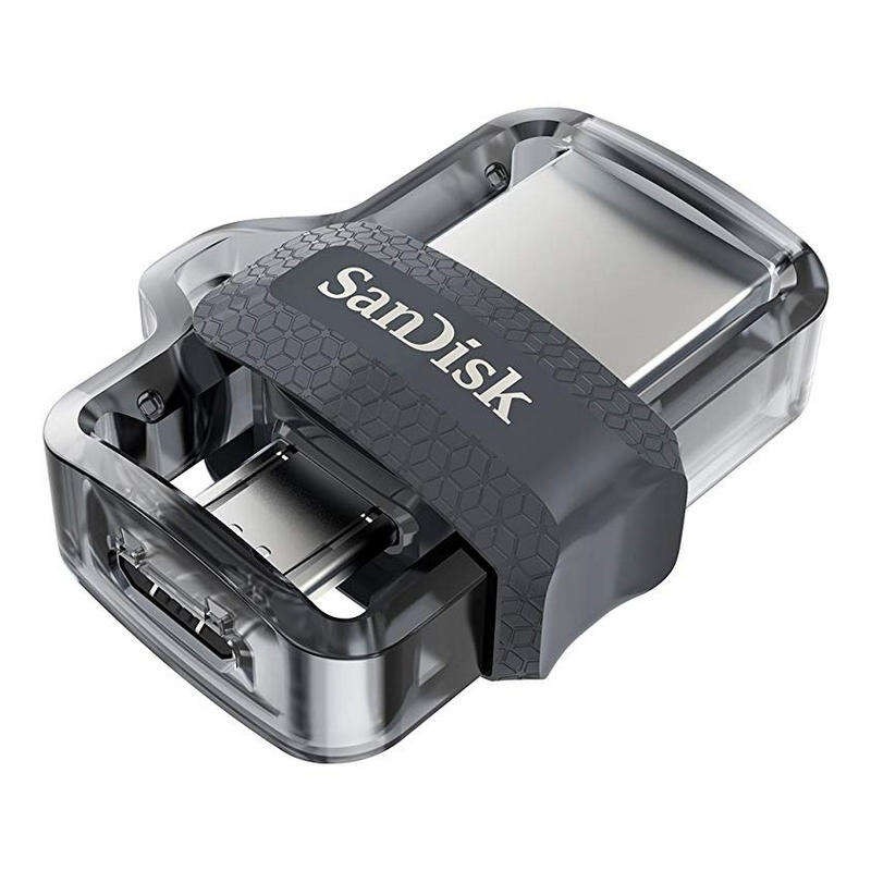 Sandisk Ultra Dual Drive m3.0 Memoria USB 3.0 e Micro USB 32GB - Lettura Fino a 150MB/s - Colore Trasparente/Nero (Pendr