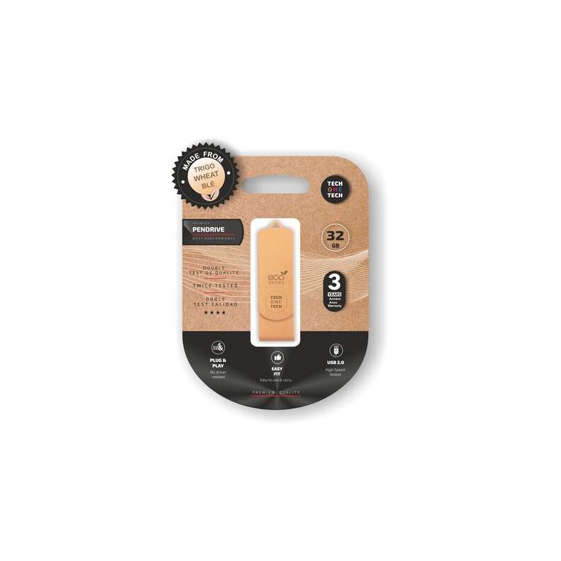 TechOneTech ecoTech Memoria USB 2.0 32 GB (Pendrive) - Realizzata con paglia di grano