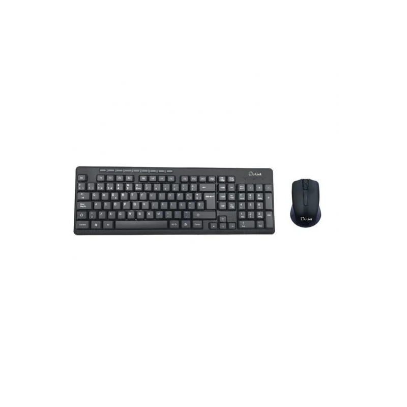 L-Link Pack Tastiera + mouse USB wireless 1200dpi a 3 pulsanti - Utilizzo ambidestro - Colore nero