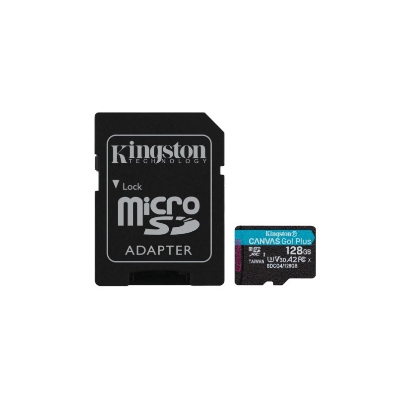 Kingston Micro SDXC 128GB UHS-I U3 V30 Classe 10 200MB/s Canvas Go Plus Micro SDXC 128GB UHS-I U3 V30 Classe 10 200MB/s 