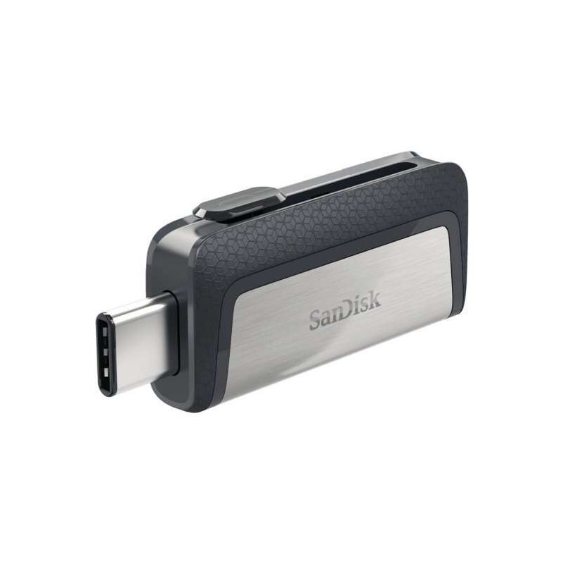 Memoria Sandisk Ultra Dual USB-C e USB-A da 256 GB - Lettura fino a 150 MB/s - Design Metallico - Colore Acciaio/Nero (P